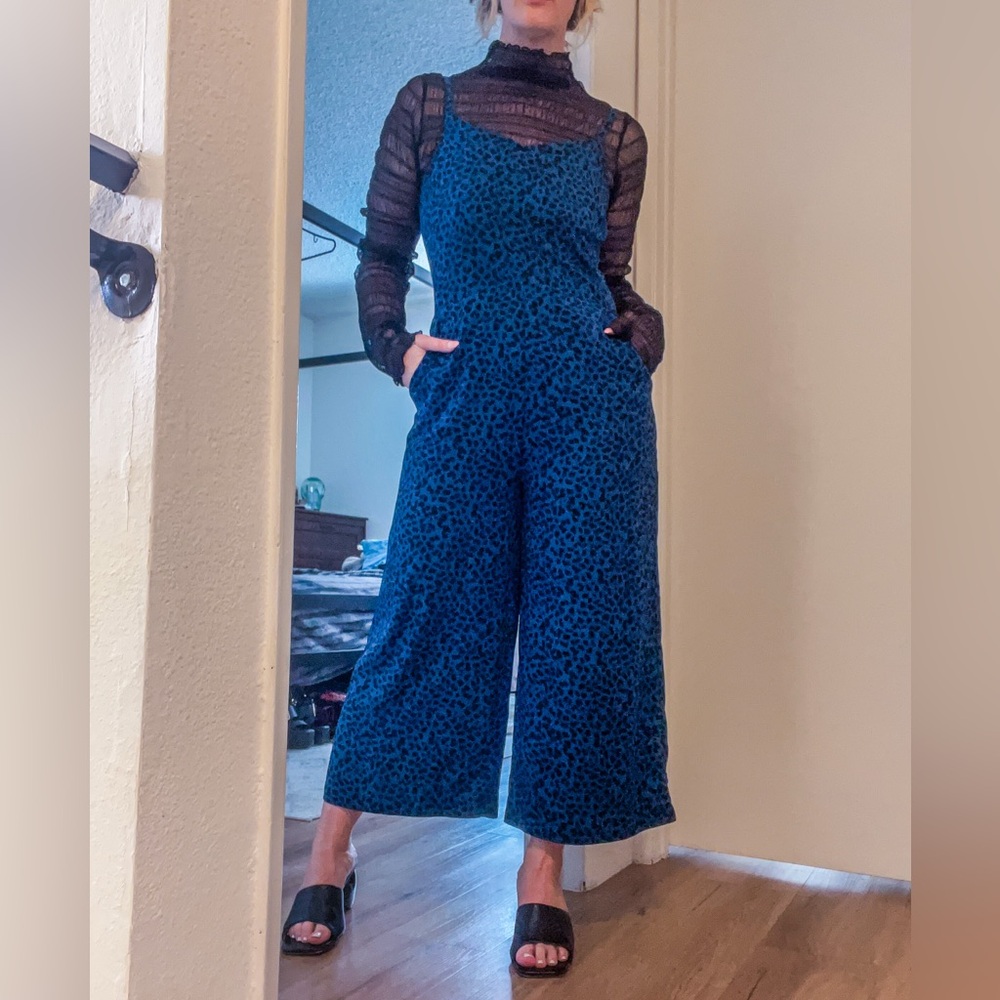 Blue Leopard Cheetah Print Jumpsuit